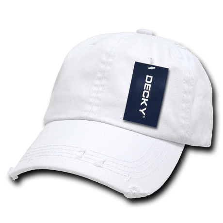 Decky 6 Panel Low Profile Relaxed Vintage Dad Hat | Decky 959 White OSFM Hats