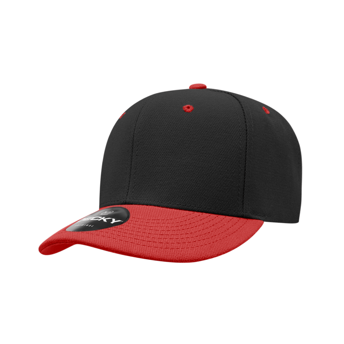 Decky 6 Panel Low Profile Structured Acrylic/Polyester Cap | Decky 206 BLK/RED OSFM Hats