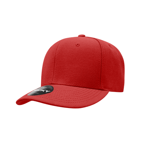 Decky 6 Panel Low Profile Structured Acrylic/Polyester Cap | Decky 206 Red OSFM Hats