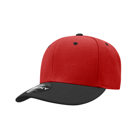Decky 6 Panel Low Profile Structured Acrylic/Polyester Cap | Decky 206 RED/BLK OSFM Hats
