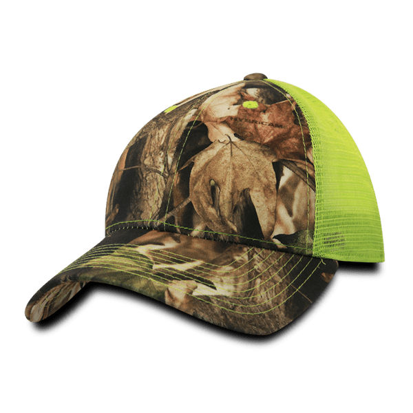 Decky 6 Panel Low Profile Structured Camo Trucker | Decky 218 Greybark/Neon Yellow OSFM