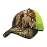 Decky 6 Panel Low Profile Structured Camo Trucker | Decky 218 Greybark/Neon Yellow OSFM