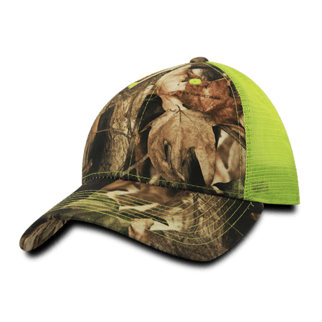 Decky 6 Panel Low Profile Structured Camo Trucker | Decky 218 Greybark/Neon Yellow OSFM