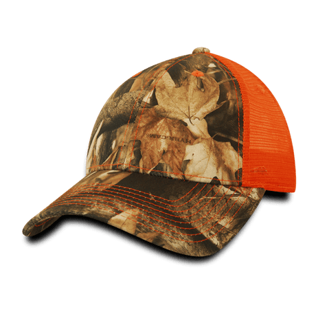 Decky 6 Panel Low Profile Structured Camo Trucker | Decky 218 Greybark/Orange OSFM