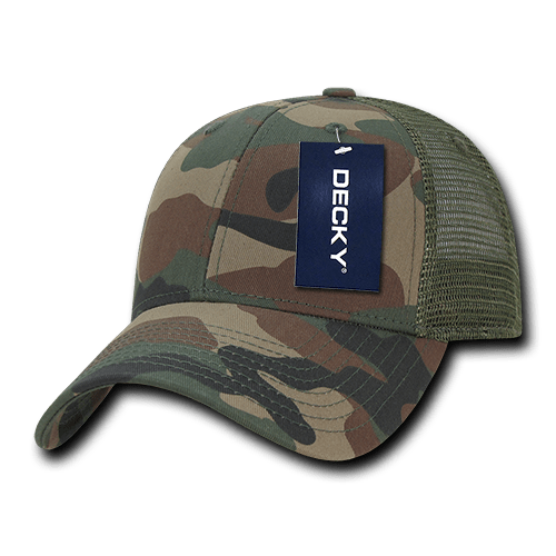 Decky 6 Panel Low Profile Structured Camo Trucker | Decky 218 Woodland OSFM
