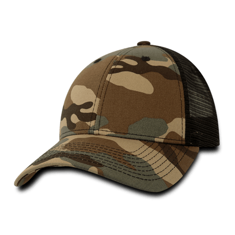 Decky 6 Panel Low Profile Structured Camo Trucker | Decky 218 Woodland/Black OSFM