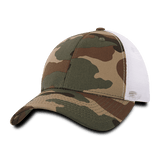 Decky 6 Panel Low Profile Structured Camo Trucker | Decky 218 Woodland/WHT OSFM
