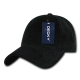 Decky 6 Panel Low Profile Structured Corduroy Cap | Decky 231 Black OSFM Hats