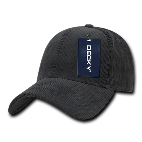 Decky 6 Panel Low Profile Structured Corduroy Cap | Decky 231 Charcoal OSFM Hats