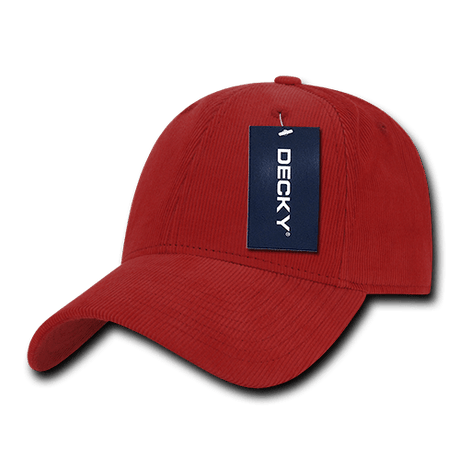 Decky 6 Panel Low Profile Structured Corduroy Cap | Decky 231 Red OSFM Hats
