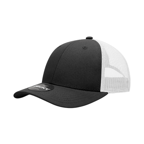 Decky 6 Panel Low Profile Structured Cotton Trucker | Decky 214 Black/White OSFM