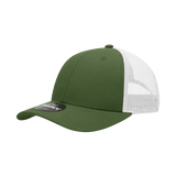Decky 6 Panel Low Profile Structured Cotton Trucker | Decky 214 Olive/White OSFM