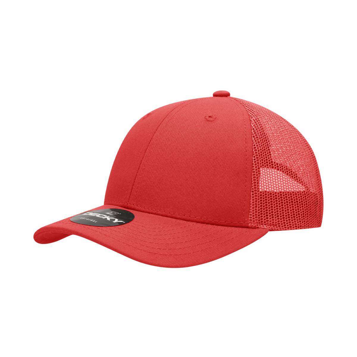 Decky 6 Panel Low Profile Structured Cotton Trucker | Decky 214 Red/Red OSFM