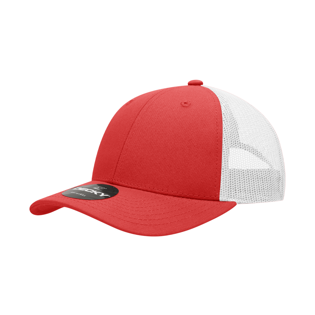 Decky 6 Panel Low Profile Structured Cotton Trucker | Decky 214 Red/White OSFM