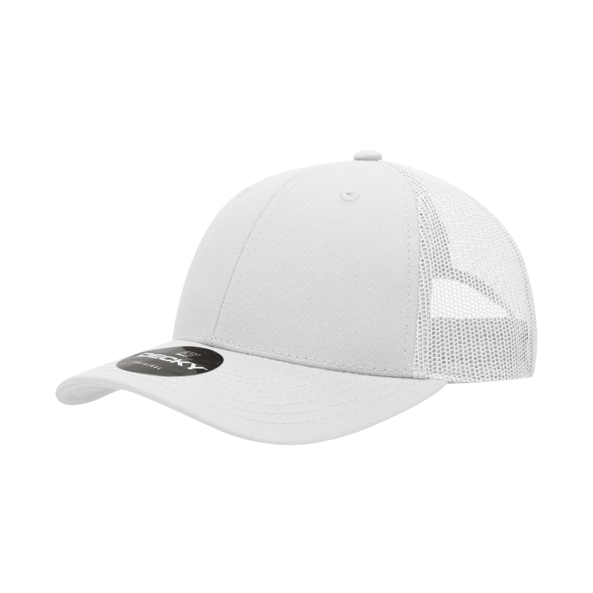 Decky 6 Panel Low Profile Structured Cotton Trucker | Decky 214 White/White OSFM