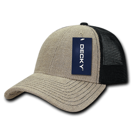 Decky 6 Panel Low Profile Structured Jute Trucker | Decky 1136 Natural/Black OSFM