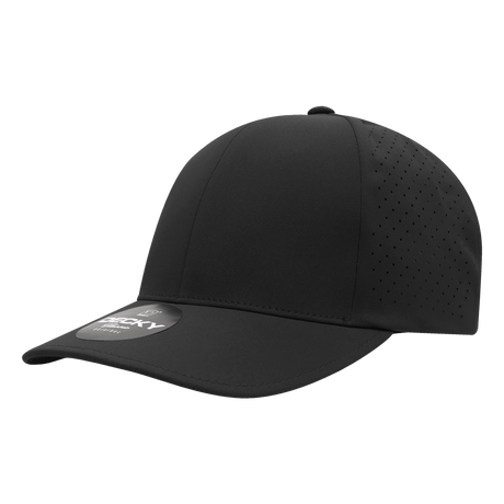 Decky 6 Panel Low Profile Structured Perforated Performance Cap | Decky 6046 Black Standard Hats
