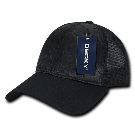 Decky 6 Panel Low Profile Structured Quilted Trucker | Decky 1142 Black OSFM