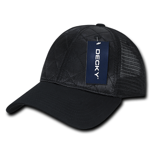 Decky 6 Panel Low Profile Structured Quilted Trucker | Decky 1142 Black OSFM