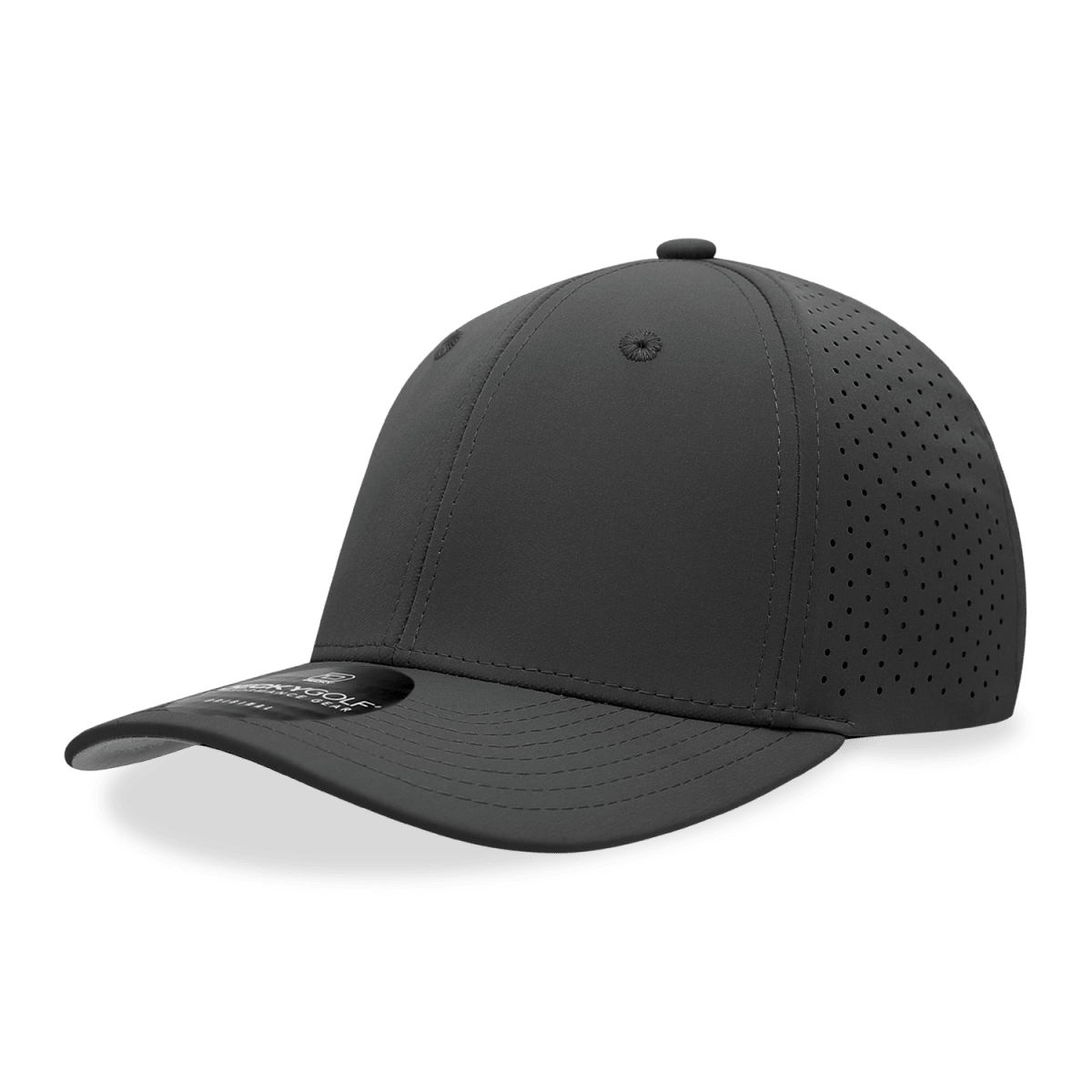 Decky 6 Panel Mid Prof Perforated Cap | Decky 6412 Black Standard Hats