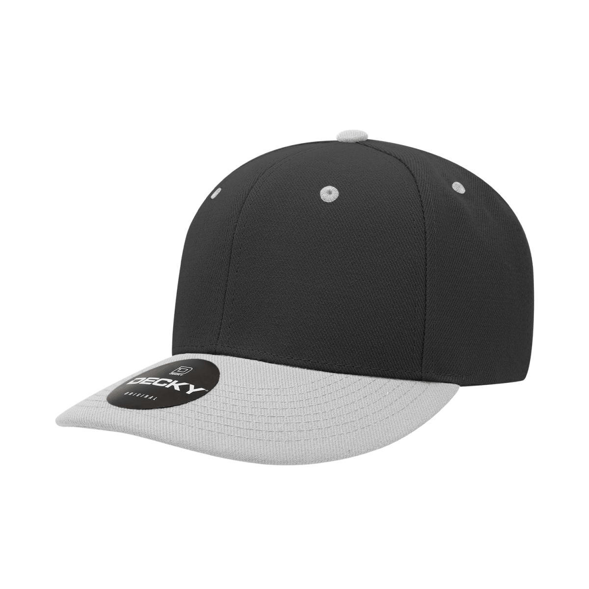 Decky 6 Panel Mid Profile Structured Acrylic/Polyester Cap | Decky 207 BLK/GRY Standard Hats