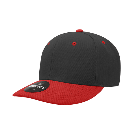 Decky 6 Panel Mid Profile Structured Acrylic/Polyester Cap | Decky 207 BLK/RED Standard Hats