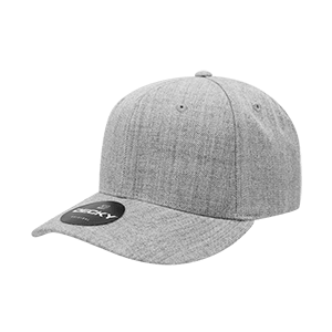 Decky 6 Panel Mid Profile Structured Acrylic/Polyester Cap | Decky 207 Heather Grey Standard Hats