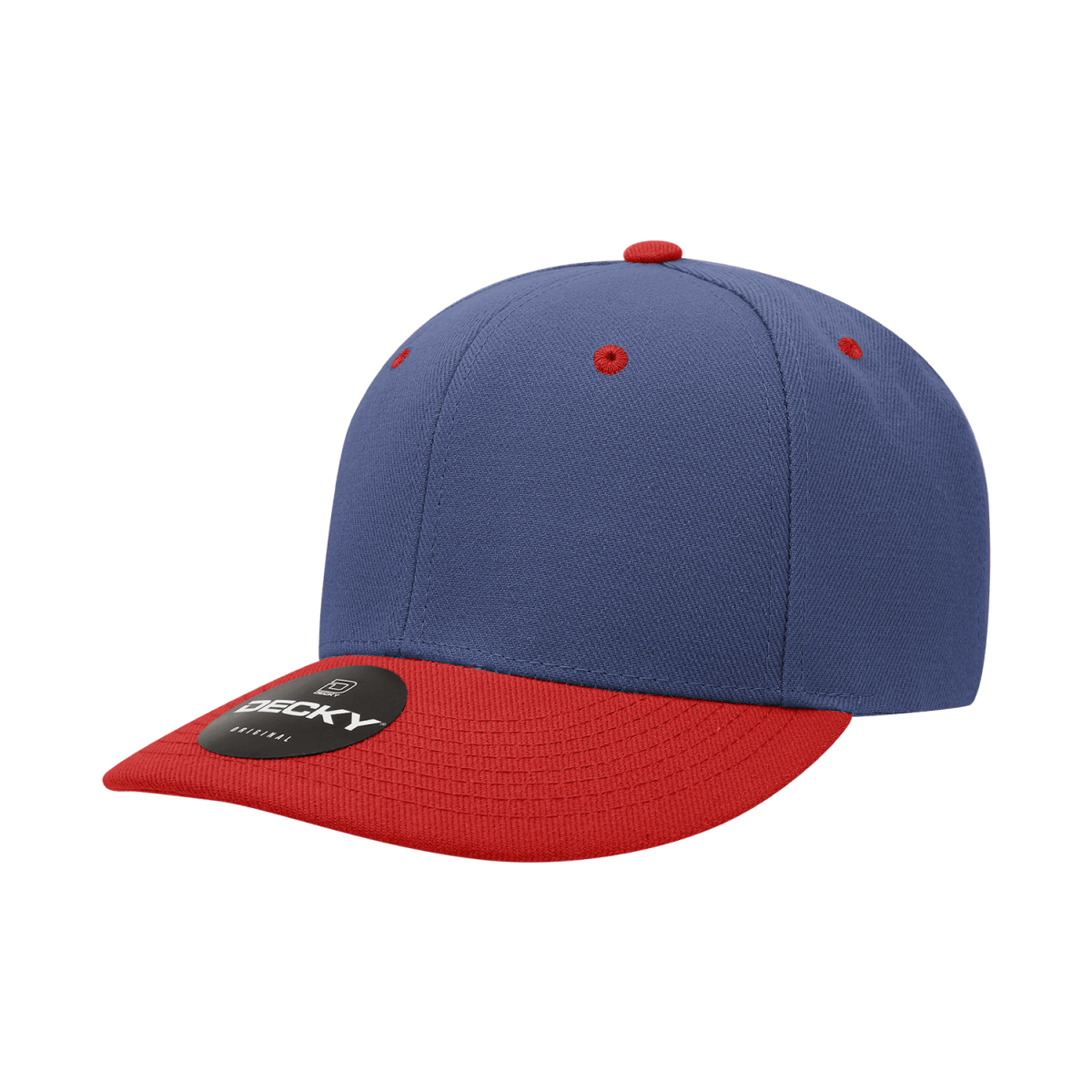Decky 6 Panel Mid Profile Structured Acrylic/Polyester Cap | Decky 207 NVY/RED Standard Hats