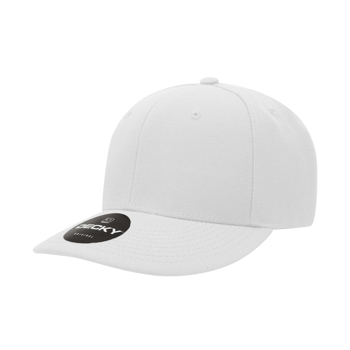 Decky 6 Panel Mid Profile Structured Acrylic/Polyester Cap | Decky 207 White Standard Hats