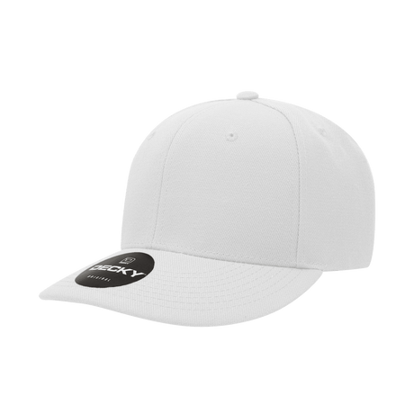 Decky 6 Panel Mid Profile Structured Acrylic/Polyester Cap | Decky 207 White Standard Hats