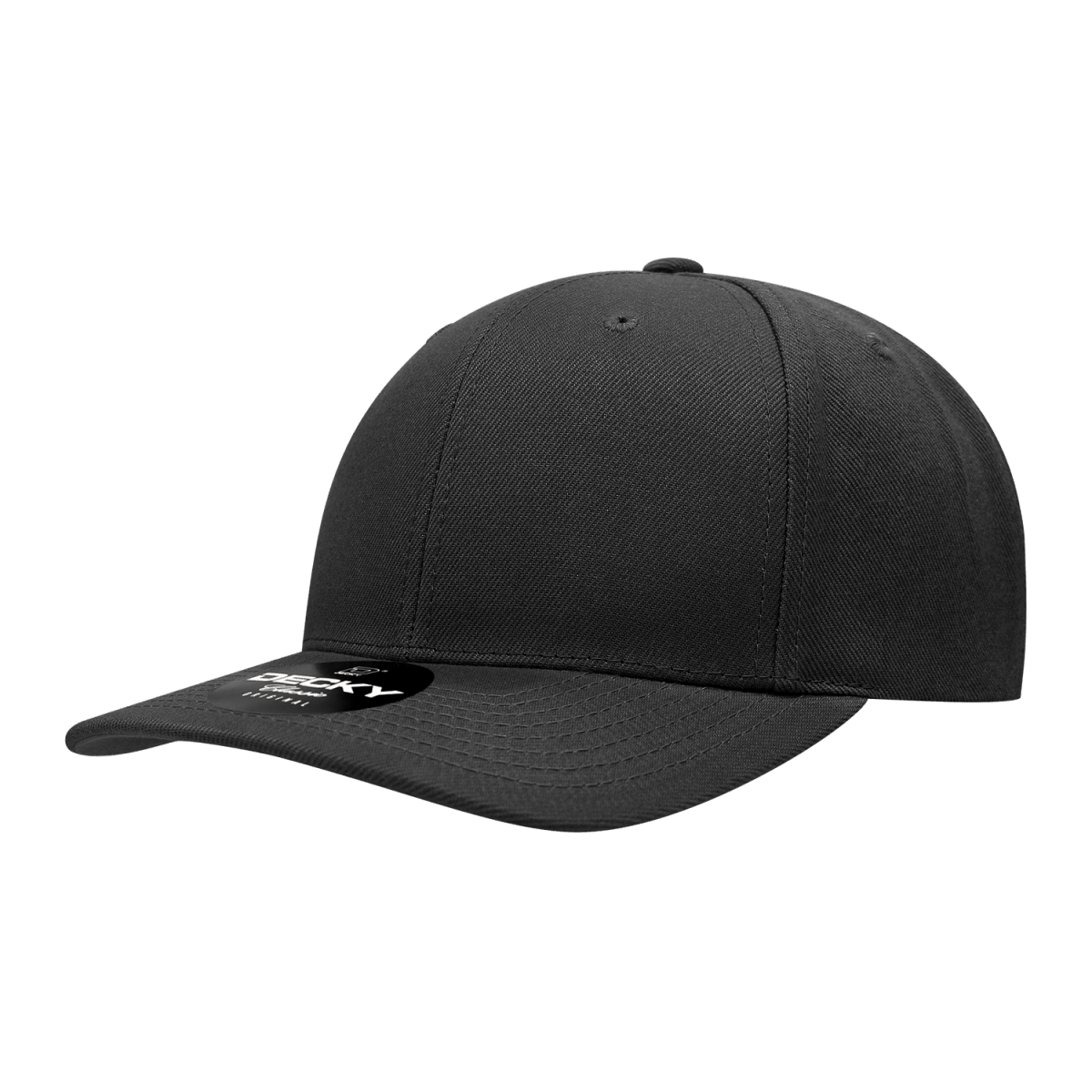 Decky 6 Panel Mid Profile Structured Acrylic/Polyester Snapback | Decky 1015 Black OSFM