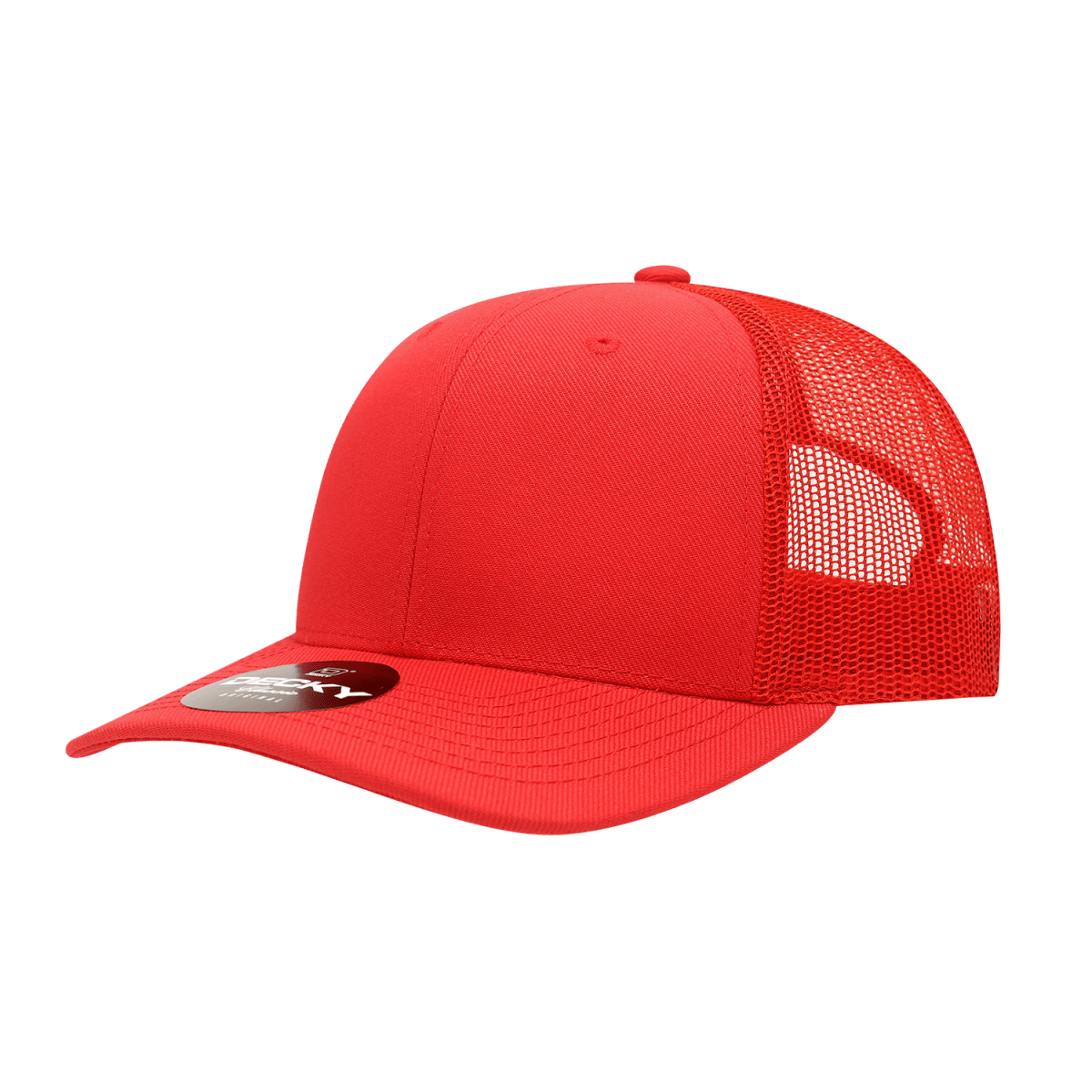 Decky 6 Panel Mid Profile Structured Acrylic/Polyester Trucker | Decky 1053 Red OSFM