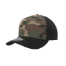 Decky 6 Panel Mid Profile Structured Camo Cap | Decky 1048 Black/Woodland/Black OSFM Hats