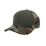 Decky 6 Panel Mid Profile Structured Camo Cap | Decky 1048 Woodland/Olive/Woodland OSFM Hats