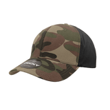 Decky 6 Panel Mid Profile Structured Camo Cap | Decky 1048 Woodland/Woodland/Black OSFM Hats