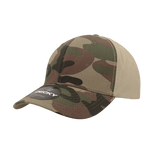 Decky 6 Panel Mid Profile Structured Camo Cap | Decky 1048 Woodland/Woodland/Khaki OSFM Hats