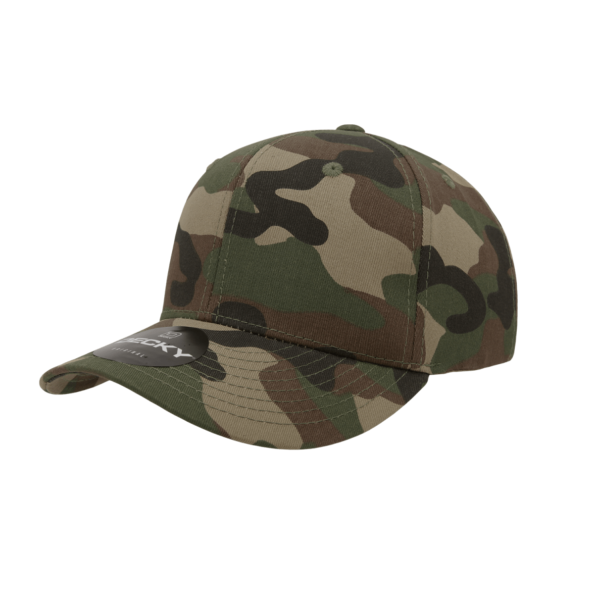 Decky 6 Panel Mid Profile Structured Camo Cap | Decky 1048 Woodland/Woodland/Woodland OSFM Hats