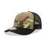 Decky 6 Panel Mid Profile Structured Camo Trucker | Decky 1054 Black/Woodland/Black OSFM