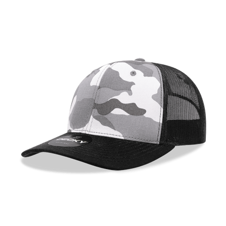 Decky 6 Panel Mid Profile Structured Camo Trucker | Decky 1054 Blk/URB/Blk OSFM