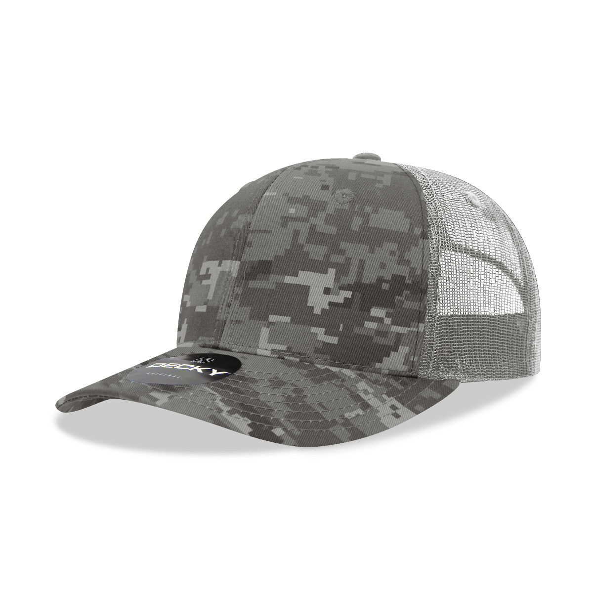 Decky 6 Panel Mid Profile Structured Camo Trucker | Decky 1054 Charcoal OSFM