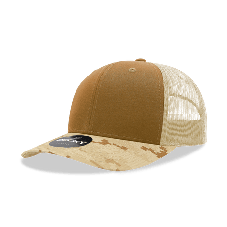 Decky 6 Panel Mid Profile Structured Camo Trucker | Decky 1054 D.digital/Coyote/Khaki OSFM