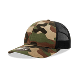 Decky 6 Panel Mid Profile Structured Camo Trucker | Decky 1054 Woodland/Woodland/Black OSFM