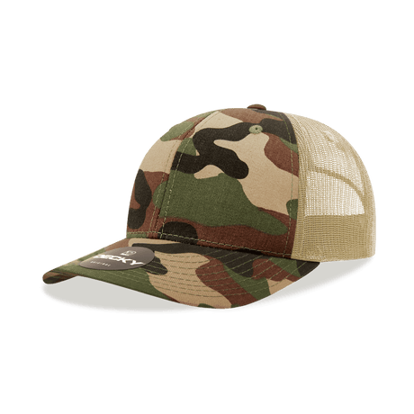 Decky 6 Panel Mid Profile Structured Camo Trucker | Decky 1054 Woodland/Woodland/Khaki OSFM