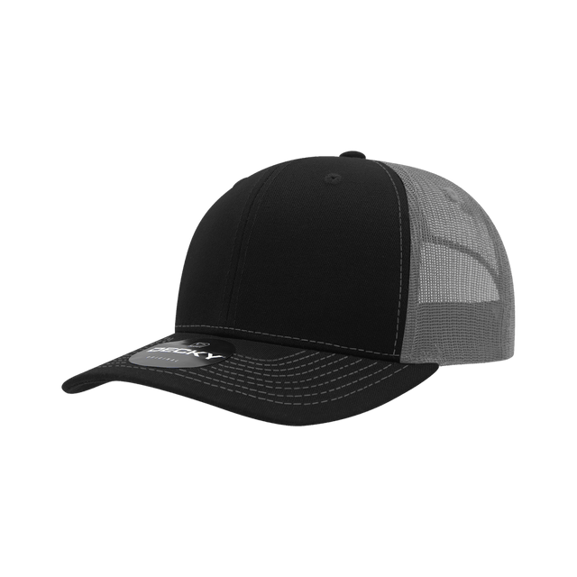 Decky 6 Panel Mid Profile Structured Contra - Stitch Trucker | Decky 6031 Blk/Cha Standard