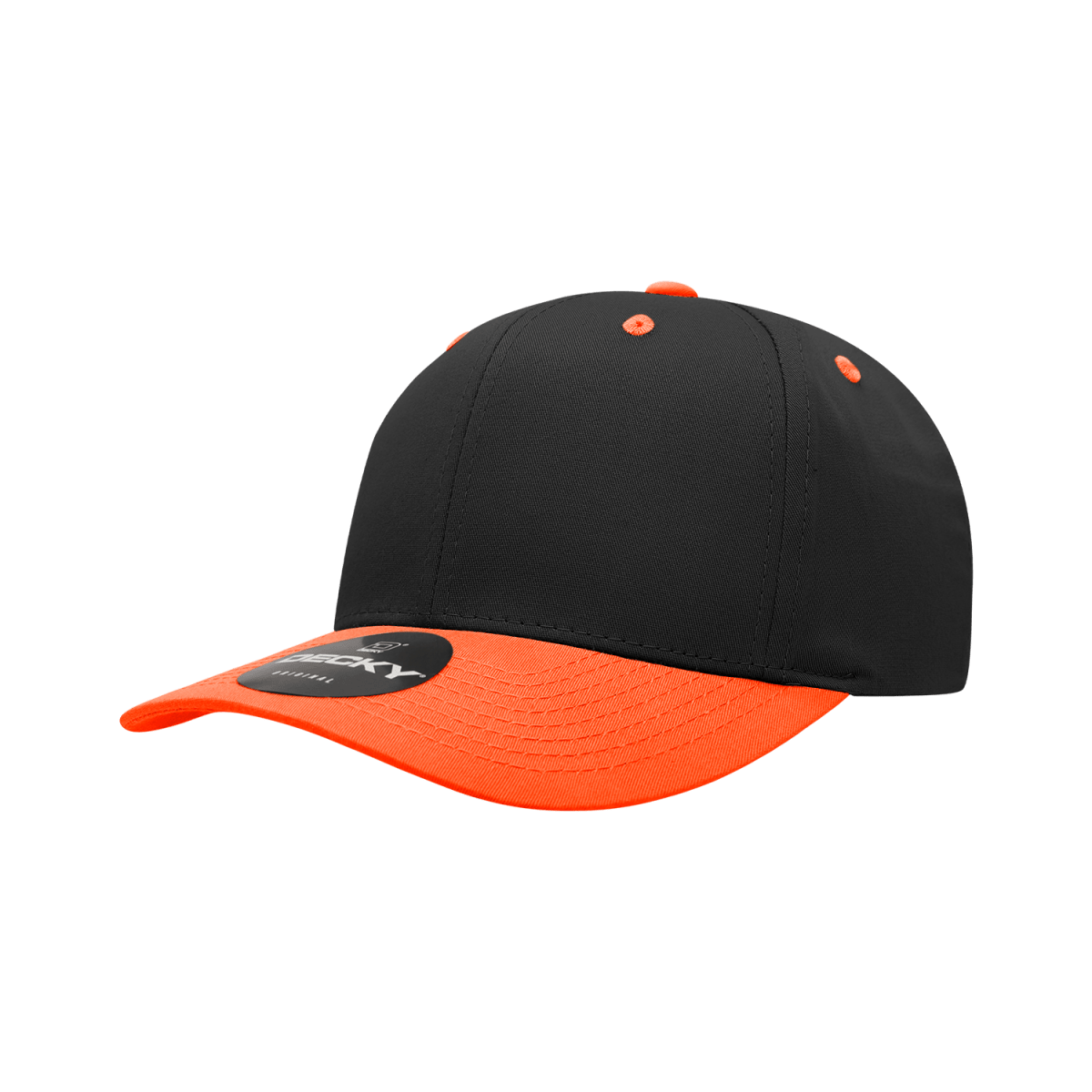 Decky 6 Panel Mid Profile Structured Cotton Blend Cap | Decky 6022 Black/Orange Standard
