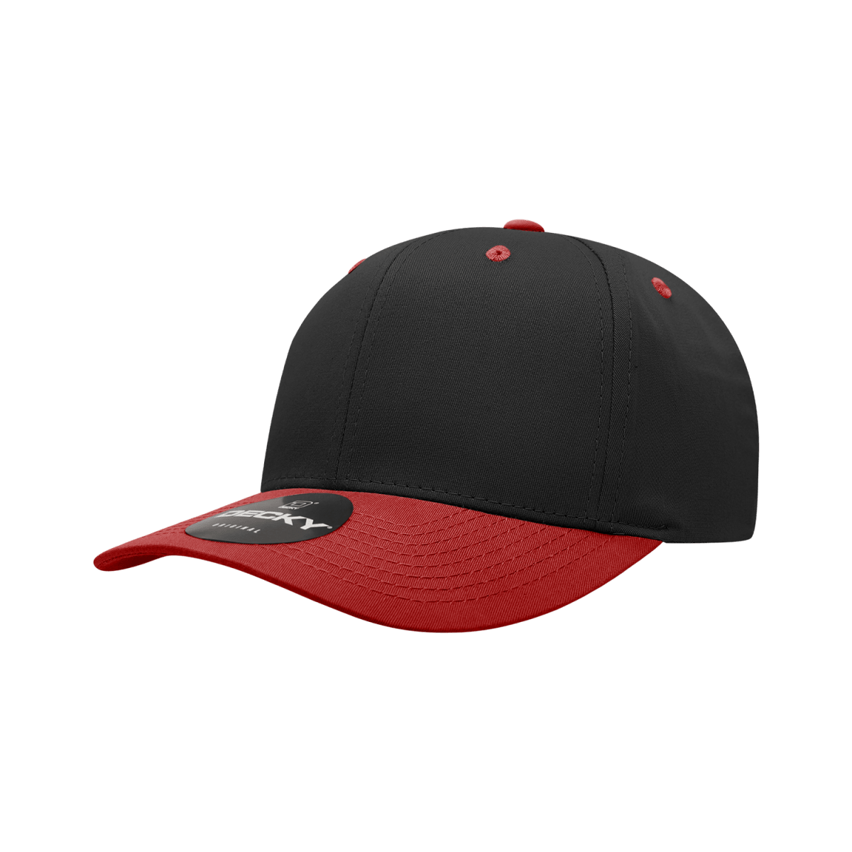 Decky 6 Panel Mid Profile Structured Cotton Blend Cap | Decky 6022 Black/Red Standard
