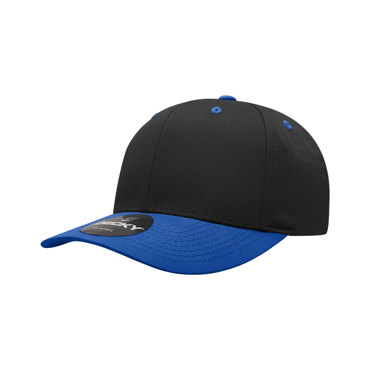 Decky 6 Panel Mid Profile Structured Cotton Blend Cap | Decky 6022 Black/Royal Standard