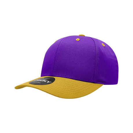 Decky 6 Panel Mid Profile Structured Cotton Blend Cap | Decky 6022 Purple/Gold Standard