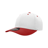 Decky 6 Panel Mid Profile Structured Cotton Blend Cap | Decky 6022 White/Red Standard