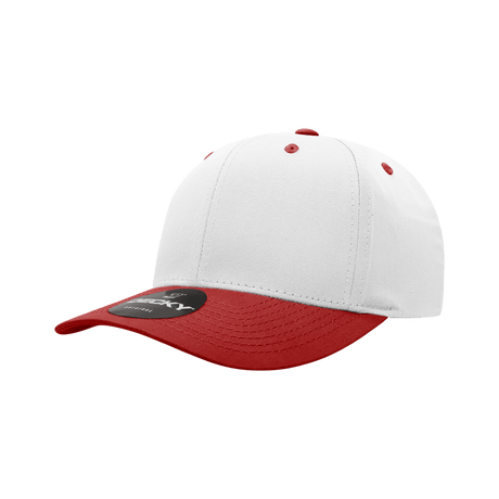 Decky 6 Panel Mid Profile Structured Cotton Blend Cap | Decky 6022 White/Red Standard